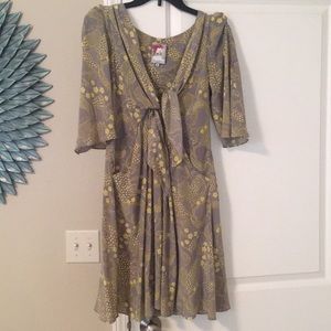 Anthropology yellow and grey dress